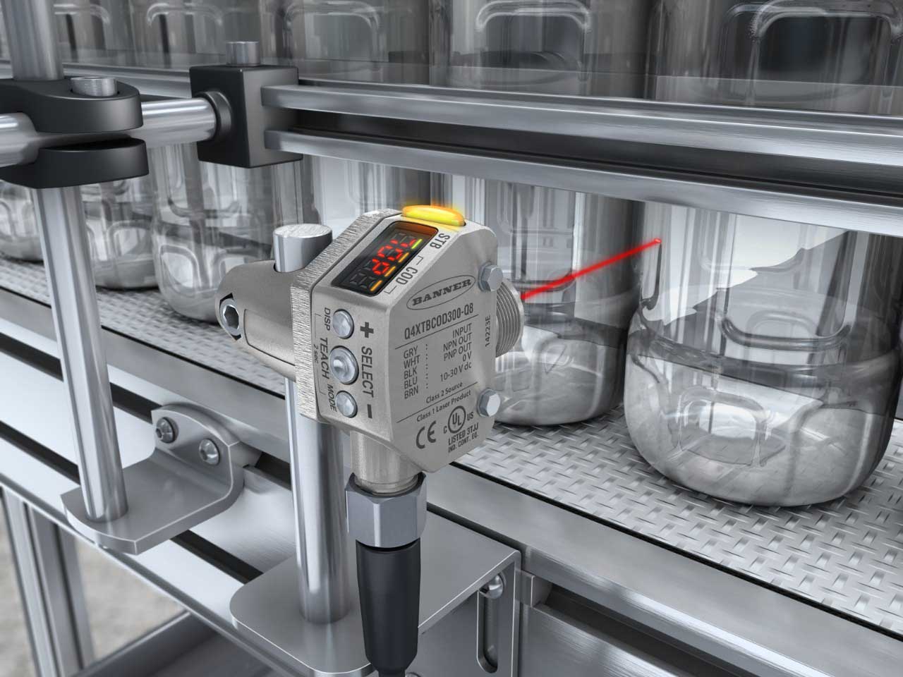 Q4X laser sensor and clear bottles